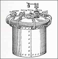 1880 年制造的第一台蒸汽灭菌器